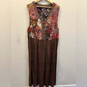 Women's Vintage Carole Little II 80s 90s Floral Print Maxi Dress Size 16W